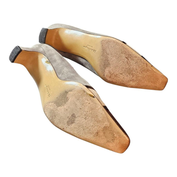 Salvatore Ferragamo Heels Size 9.5 AA Brown Beige - Picture 15 of 15